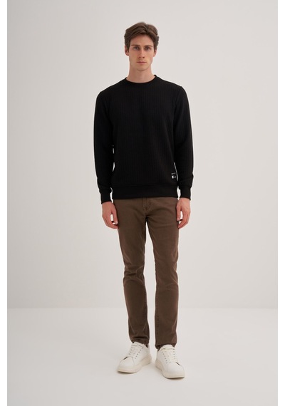 Cazador 51960 Erkek Bisiklet Yaka Sweatshirt Siyah