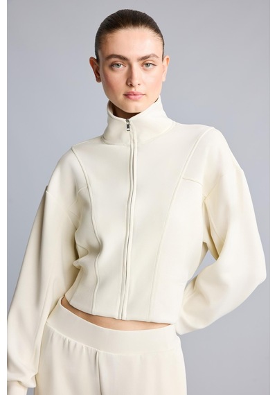 Defacto Standart Fit Dik Yaka Fermuarlı Crop Modal Basic Sweatshirt Hırka H4538ax26auer218 Ekru-er218