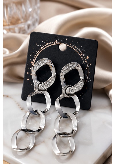 Gümüş Halka Zirkon Küpe Gümüş - 902973359 Gümüş