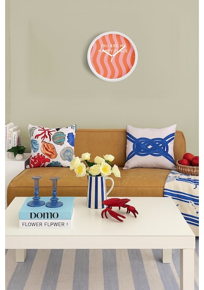 Modern Yazılı Tasarım - '' You Are My Happy Place '' Duvar Saati - 30cm - Önü Camlı Beyaz Kasa Beyaz