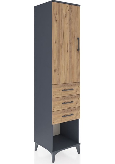 Hyperion Dolap Tek Raflı 3 Çekmeceli Tek Askılı 44x44x195 Antrasit-çam Antrasit