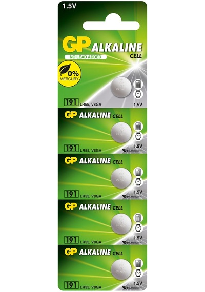 GP 191-C5 LR55 1.5V Alkalin Kartela Düğme Pil 5'Li