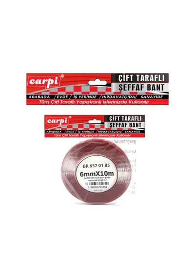 Çift Taraflı Bant 6 Mm X 10 Mt Şeffaf Silikonlu