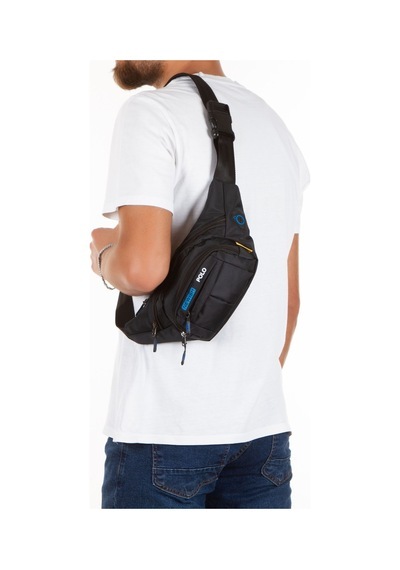 Newish Polo Unisex Siyah Mavi Su Geçirmez Usb Ve Kulaklık Girişli Bel Ve Omuz Çanta Freebag Siyah-mavi.