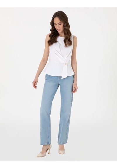 Pierre Cardin Kadın Beyaz Kısa Kollu Bluz 50301144-vr013 Beyaz