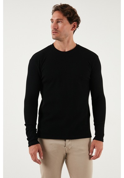 Buratti Pamuklu Bisiklet Yaka Slim Fit Basic Erkek Sweat 5905073 Siyah