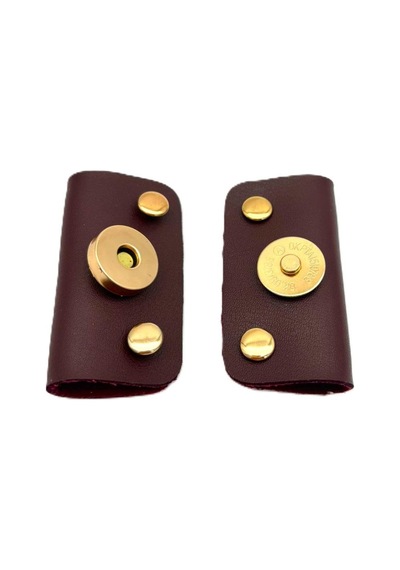 Çanta Aksesuar Bordo Suni Derili Troklu Mıknatıslı Çıtçıt Light Gold Metalli