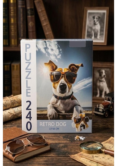240 Parça Retro Dog Havalı Köpek Portresi Puzzle 33x48cm Eğitici Çocuk Yapboz 1