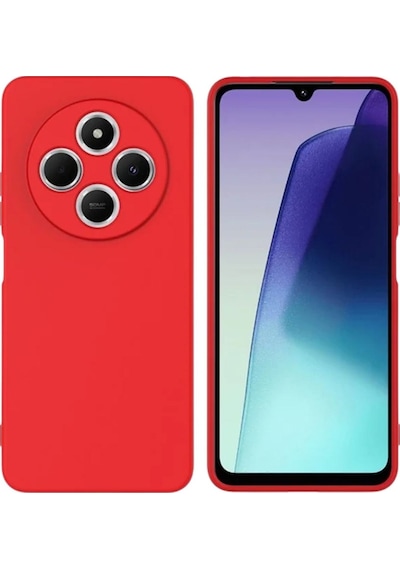 Redmi A4 Uyumlu Silikon Kılıf - Kamera Korumalı Esnek Pastel Renk Kapak - Kırmızı Kirmizi