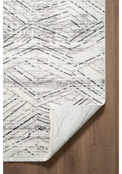 Look Black Lb002g Krem Halı Dekoratif Çizgili Modern Desen Akrilik Yumuşak Tozuaz Salon Halısı-914 Krem