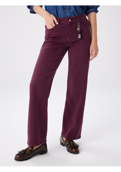 Faik Sönmez Wıdeleg Fit Gold Aksesuar Detaylı Elastanlı Jean Pantolon W27jpn001 Uw27jpn00140 Bordo