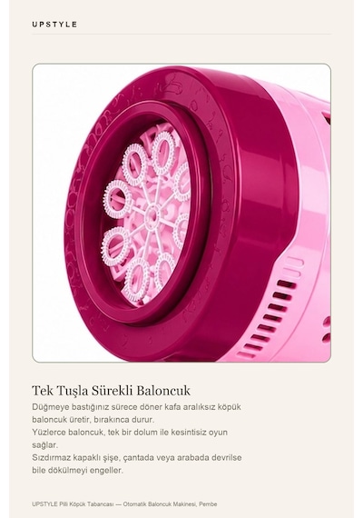 Bubbleglow Otomatik Köpük Tabancası Pembe Tek Dokunuş, Işıklı Gövde