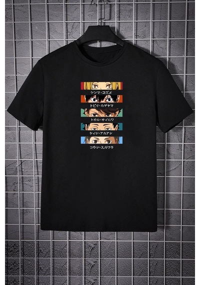 Unisex Cosplay Haikyuu Baskılı T-shirt Siyah