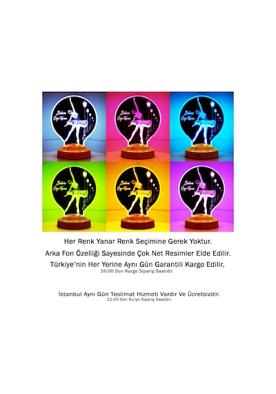 Balerin Hediyesi Kişiye Özel Isimli Bale Led Lamba