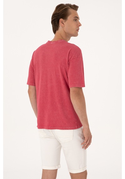 U.S. Polo Assn. Erkek Comfort Fit Vişne Bisiklet Yaka Tişört 50300239-VR223