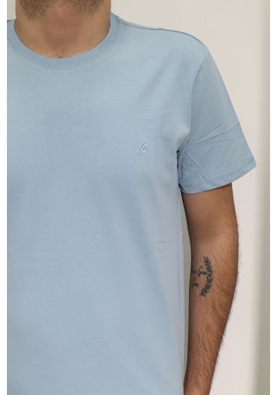 Santa Dmc Tekstil Erkek Düz Spor Kesim Normal Kalıp Bisiklet Yaka T-shirt Mavi