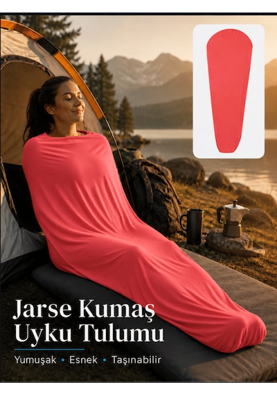 Beylini Kamp Uyku Tulumu Nefes Alır Jarse Esnek Kumaş Dayanıklı Taşıma Çantası Hediyeli Uyku Tulumu Konforlu Yıkanabilir Gezi Outdoor Av Balık Festival Kırmızı
