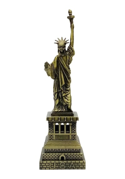 Vintage Metal Usa Özgürlük Heykeli Biblo Antik Bronz 18 Cm