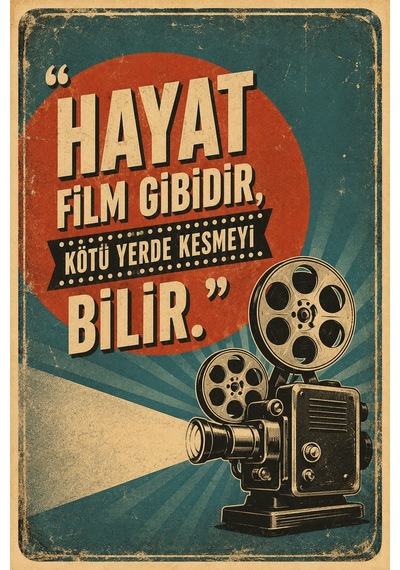 Retro Sinema Temalı Mdf Tablo Nostaljik Türk Filmi Replikli Duvar Dekoru
