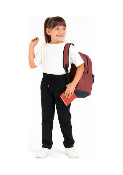 Giyicem Kız Çocuk Beli İpli Okul Kaşkorse Pantolon G2025-2 Siyah