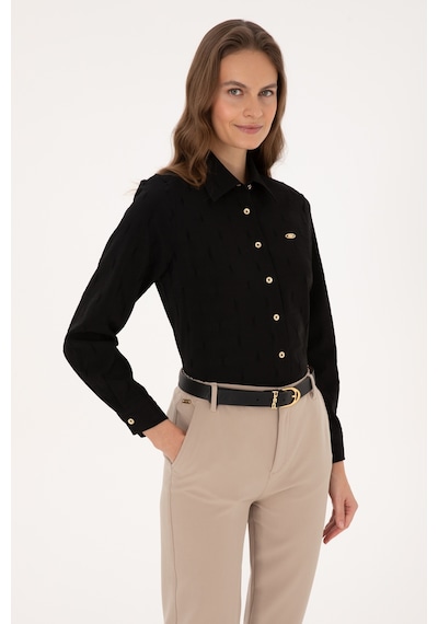 U.s. Polo Assn. Kadın Siyah Gömlek Desenli 50308707-vr046 Siyah