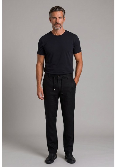 Bisse Siyah Keten Jogger İpli Spor Pantolon Pns26y26109 D-90