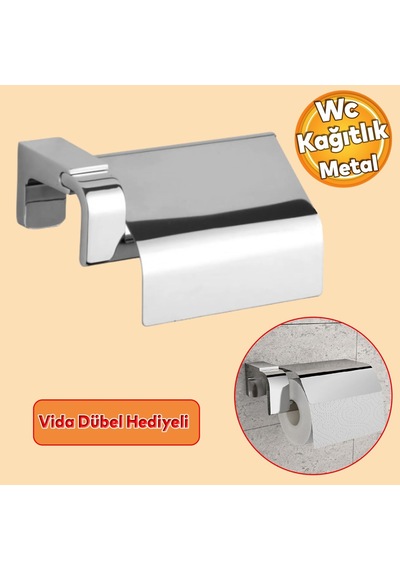Tuvalet Kağıtlık Aparat Wc Kağıt Standı Kapaklı Paslanmaz Metal Sağlam Kaliteli Krom Diğer