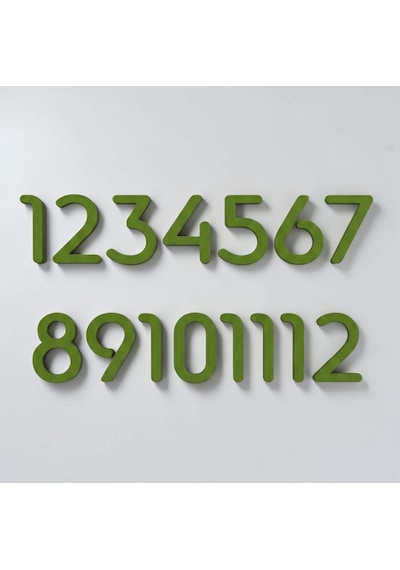 Slim Font Duvar Saati Rakamları Sayı Seti Aksesuar Saat Yapımı Malzemeleri Yükseklik 3 Cm Açık Yeşil