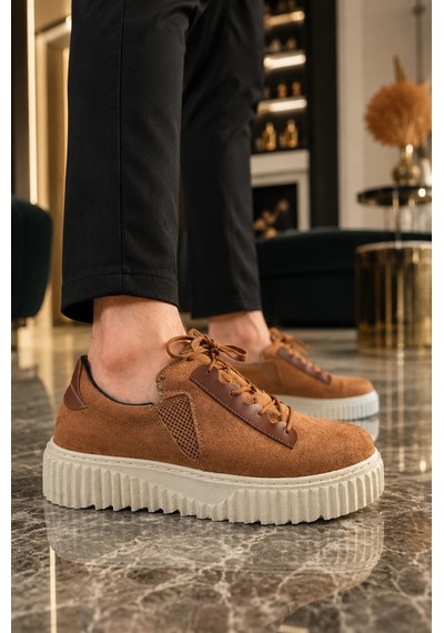 Mevese Dlob Erkek Bağcıklı Süet Günlük Casual Spor Sneaker Ayakkabı - Taba