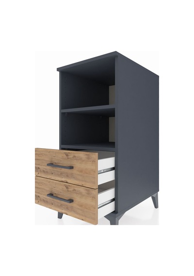 Kronos Komodin 2 Raflı 2 Çekmeceli 44x59x96 Antrasit-çam Antrasit