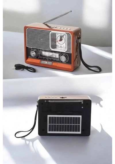 Mey İthalat Ahşap Görünümlü Retro Bluetooth Radyo Usb,aux Ve Sd Kart Girişli