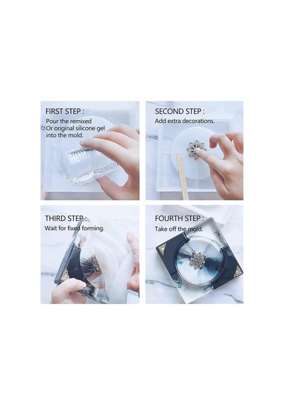 Siliko World Epoksi Kare Içi Yuvarlak Küllük Kalıbı Silikon Kalıp 10x10cm Çok renkli