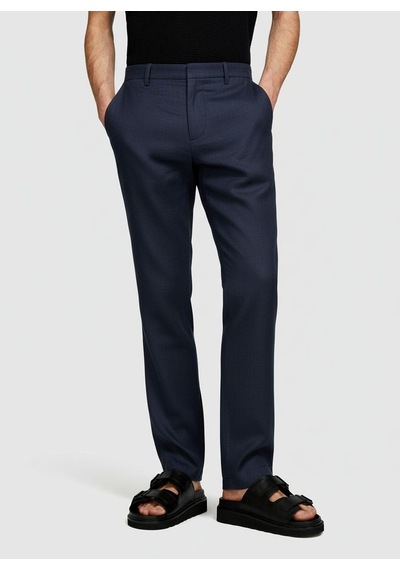 Sisley %100 Keten Slim Comfort Fit Pantolon Erkek Lacivert Pantolon - 324p4aghsf049