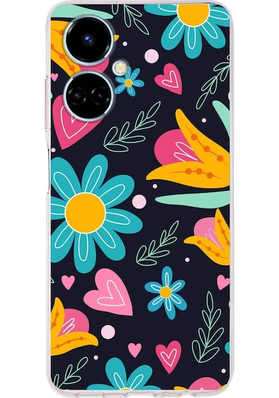 Tecno Camon 19 İle Uyumlu Retro Color 1 Kamera Korumalı Şeffaf Kılıf Şeffaf
