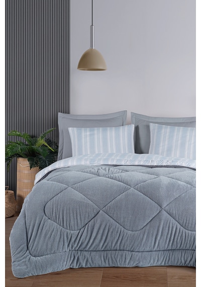 Eponj Home Uyku Seti Wellsoft Yorganlı Pofuduk 3 Parça Tek Kişilik Soft Line Gri Gri