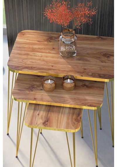 Zigon Sehpa Kr Gold Ceviz Tel