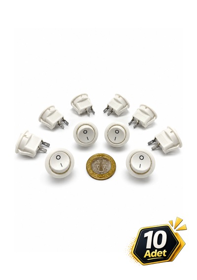 Yuvarlak Işıksız Anahtar Beyaz 2 Pin 23 Mm 10 Adet Aç Kapa On-off Işıksız Switch Buton 6a/250vac 10a/125vac