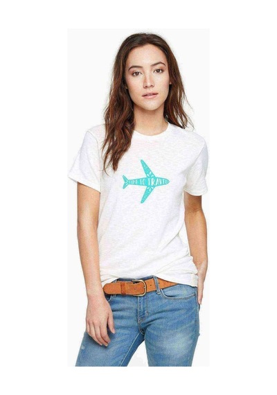Silhouette Time To Travel Baskılı Beyaz Kadın Tshirt