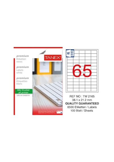 Tanex Tw-2165 - 38.1 X 21.2 MM Laser Etiket 100 Adet