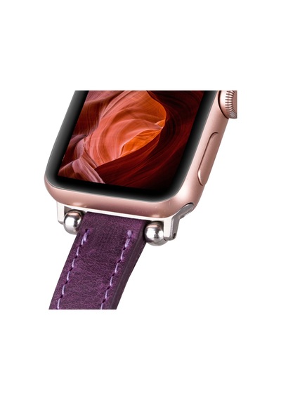 Bloomband Signature Dusty Plum Leather Apple Uyumlu Watch Band - 44/45/46/49mm