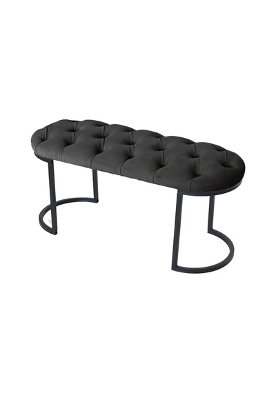 Elısse Antrasit Model- Oval Metal Ayak 100 Cm Bench&koltuk&puf-yatak Odası Önü&ucu Puff&oturak