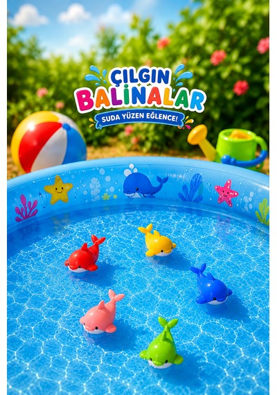5 Adet Suda Yüzen Çılgın Balina Banyo Oyuncağı