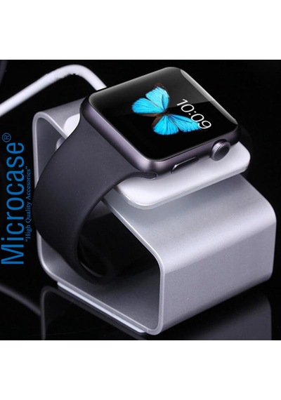 Apple Uyumlu  Watch Seri 5 44 Mm Için Alüminyum Şarj Standı - Gümüş