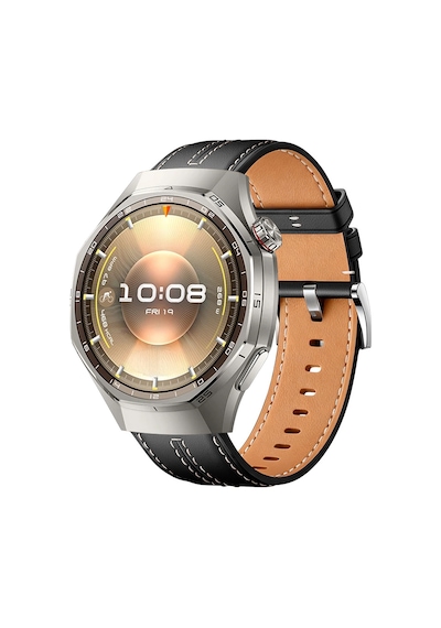 Sneezy Huawei Watch Gt6 Pro 46mm İle Uyumlu Dikiş Desenli Deri Metal Tokalı Akıllı Saat Kordonu