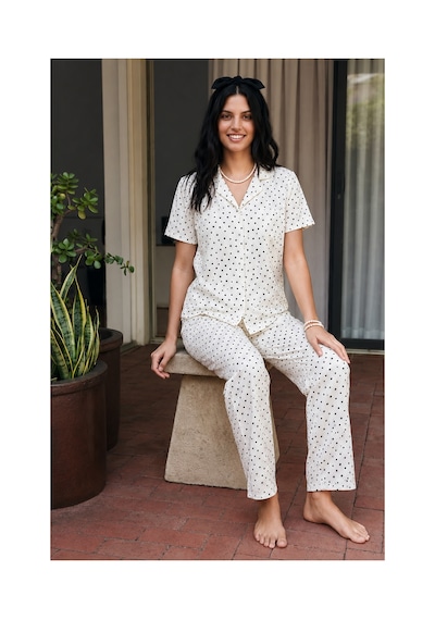 Fit Women Viskon Karışım Homewear Kar Beyaz Pijama Takımı