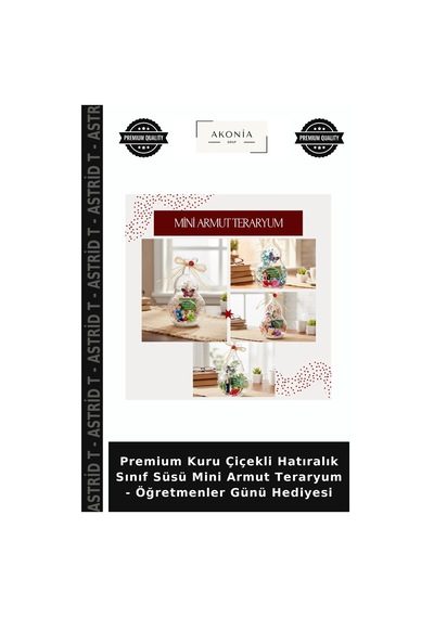 Premium Kuru Çiçekli Hatıralık Sınıf Süsü Mini Armut Teraryum - Öğretmenler Günü Hediyesi