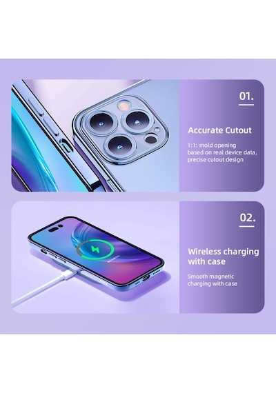 Rock Apple Uyumlu iPhone 14 Pro Max Kılıf Elektrokaplama - Siyah Siyah