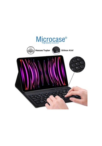 Apple Uyumlu iPad Pro 11 M2 2022 Bluetooth Klavye ve Mouse+Standlı Kılıf -BKK6