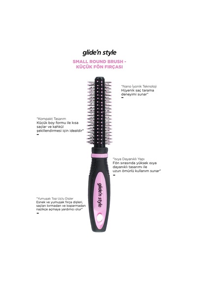 Glide'n Style ﻿Small Round Brush Küçük Fön Fırçası GS-226