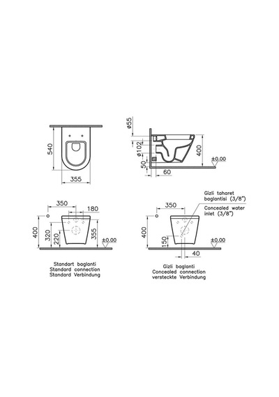 Integra Asma Klozet Açık Montaj 7063l003-0850, VitrA Unıversal Soft Klozet Kapağı 121-003-909
